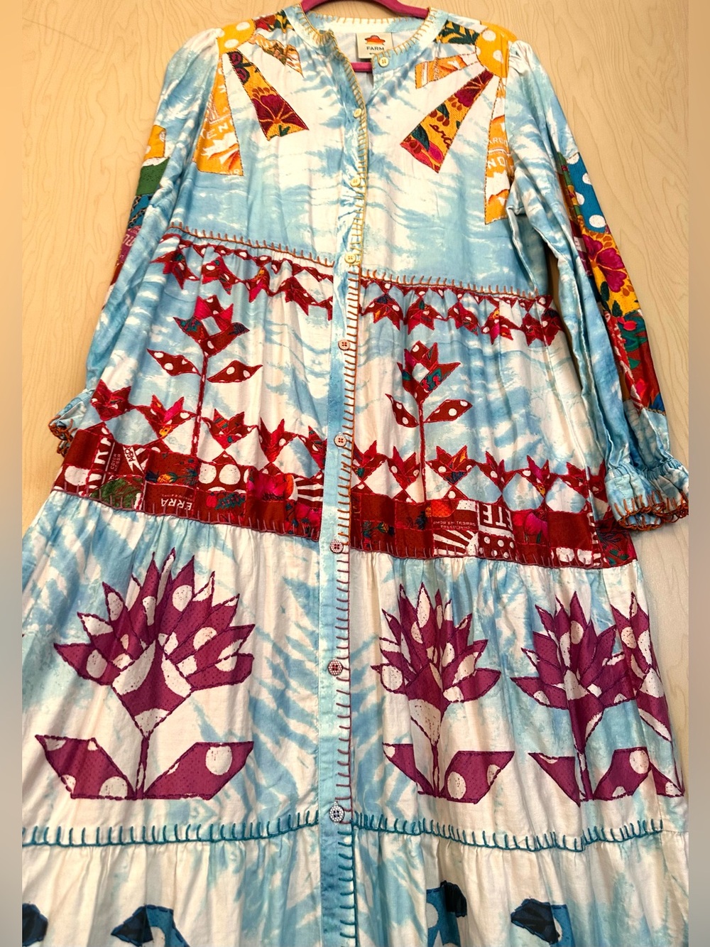 FARM Rio Multi‑Color Floral Tie‑Dye Maxi Dress - Picture 2 of 14
